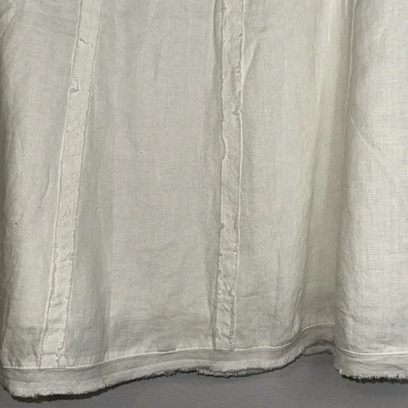 Soft Surroundings Linen Skirt Raw Hem Lined Bohemian Church Minimalist White New - Picture 9 of 12